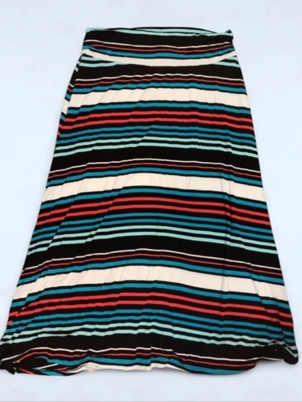 Merona Striped Maxi Skirt Black & Blue XXL